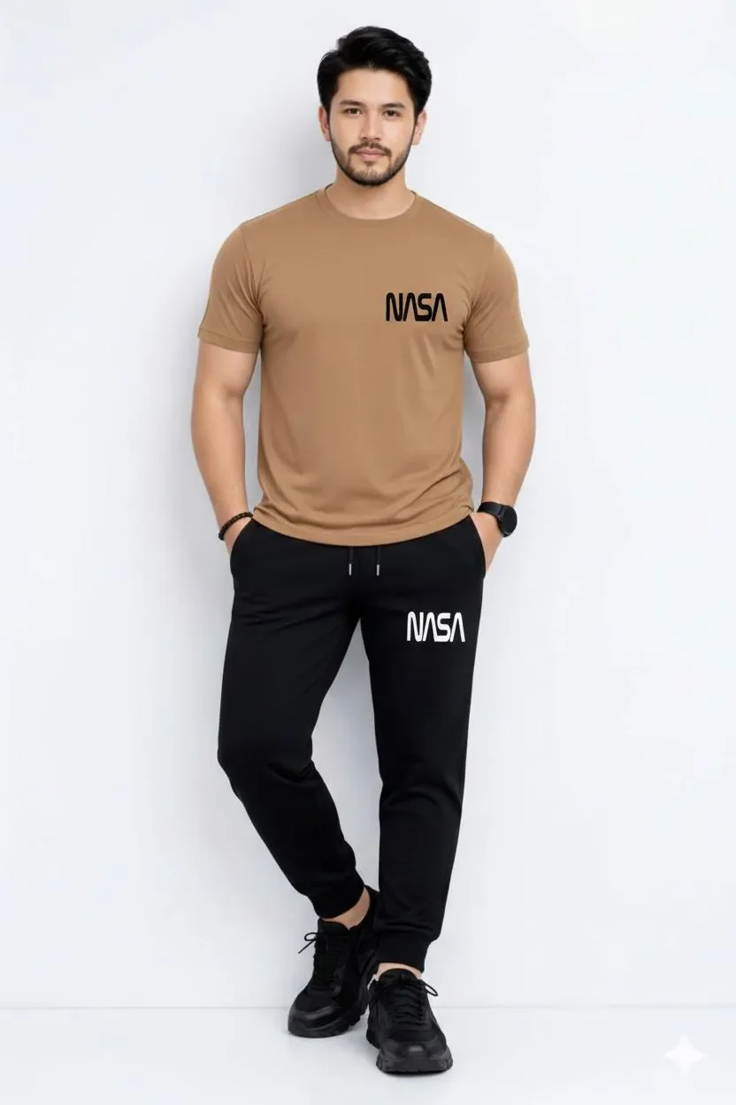 Men's NASA Printed Micro Track Suit Brown