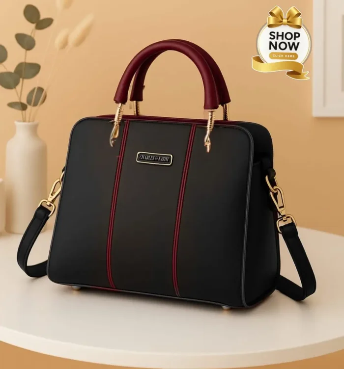 Women's Plain Rexine Handbag - Fancy Top Handle Shoulder Bag