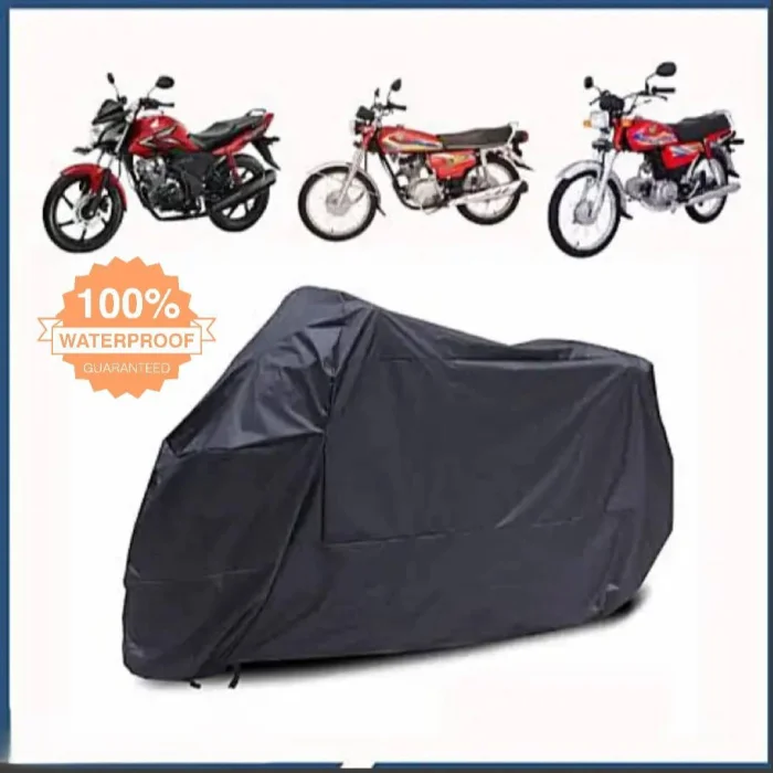 Waterproof Motorcycle Cover Black - Universal Fit for 125cc & 150cc Bikes