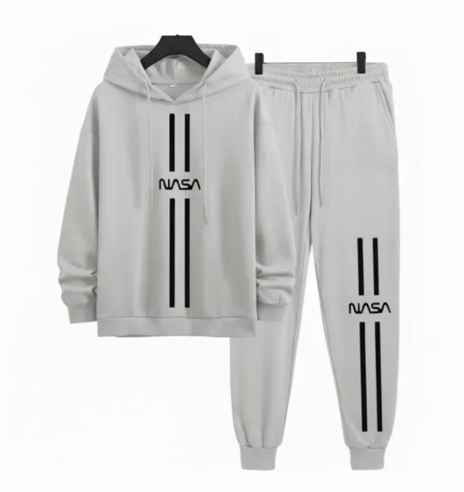 Men's NASA Printed Winter Fleece Tracksuit – 2-Piece Hoodie and Trouser