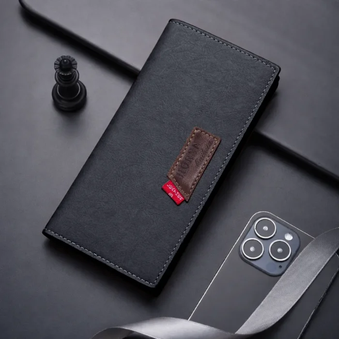 Men's Modern Touch Long Wallet - Slim Card Organizer with Zipper Pocket