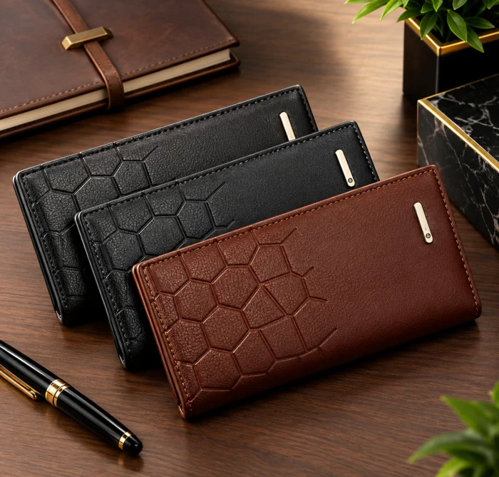 Men's Premium Crocodile-Texture Long Wallet | Multi-Card Clutch with Zipper & Phone Pocket