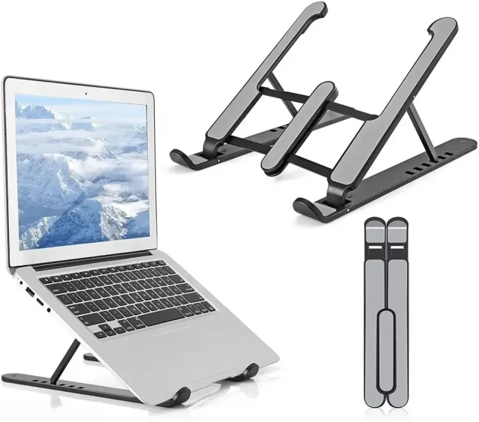 Adjustable Metal Laptop Stand - Ergonomic Foldable Storage Holder for Desk & Office