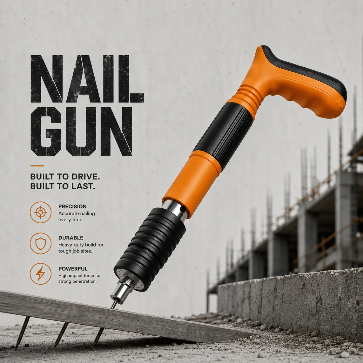 Heavy Duty Manual Nail Gun Kit with 20 Premium Nails for Wood & Construction Work