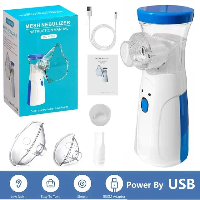 Portable USB Rechargeable Ultrasonic Nebulizer Machine for Breathing Relief.