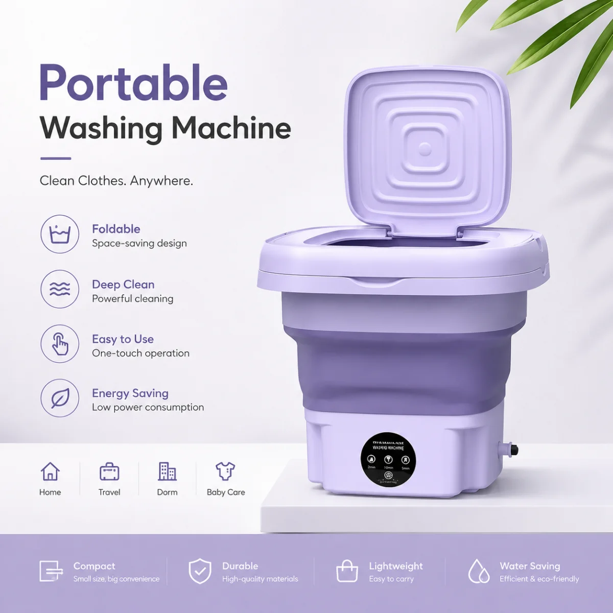 Portable Foldable Electric Washing Machine Bucket Design
