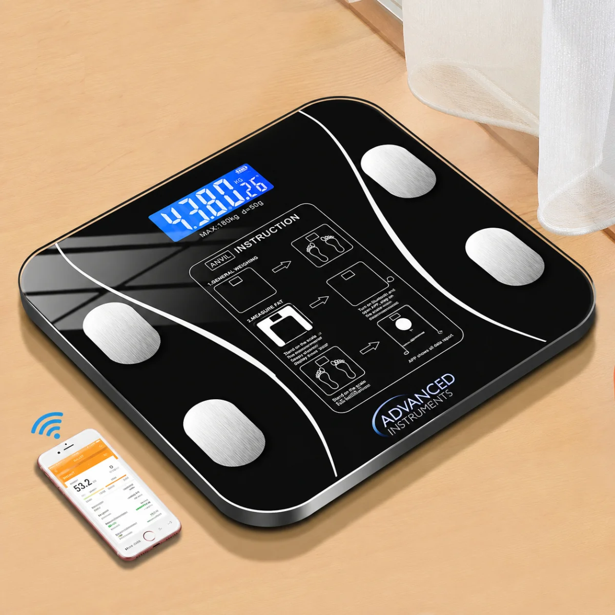 Smart Digital Bluetooth Body Weight Scale (180kg Capacity)