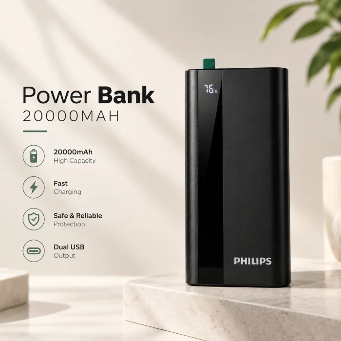 66W High-Speed Fast Charging Power Bank with Digital Battery Display