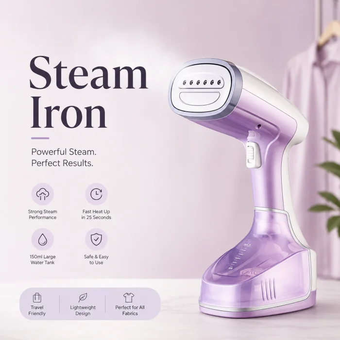 Title-Portable 1500W Steam Iron for Clothes Wrinkle Removal