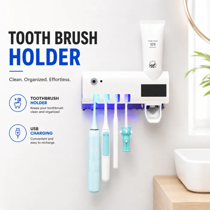 UV Toothbrush Sterilizer Wall Mount Holder.