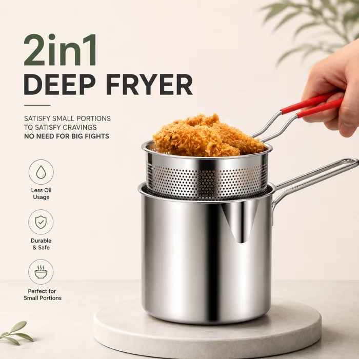 2 in 1 - Stainless Steel Deep Fryer