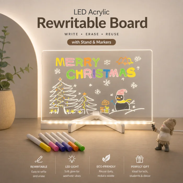 LED Acrylic Rewritable Message Board with Stand & Markers