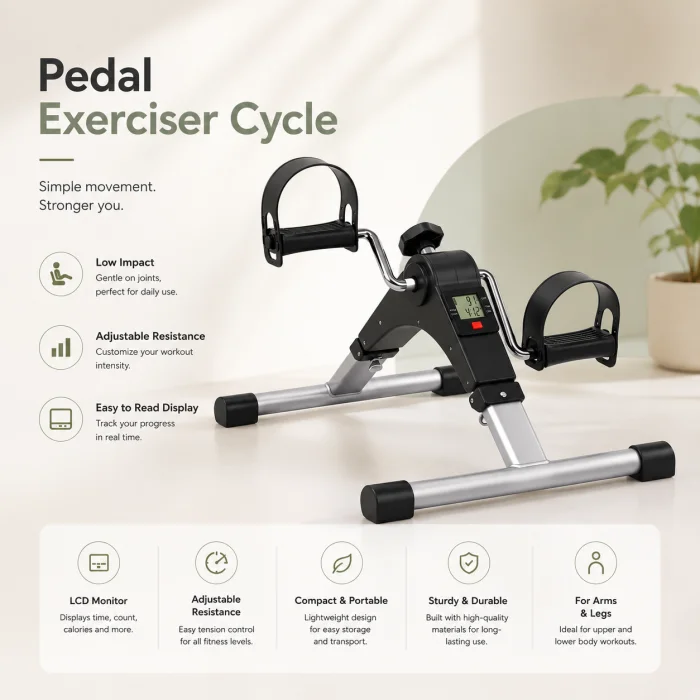 Portable Pedal Exerciser Bike for Arm & Leg Exercise, Home Fitness & Rehabilitation.