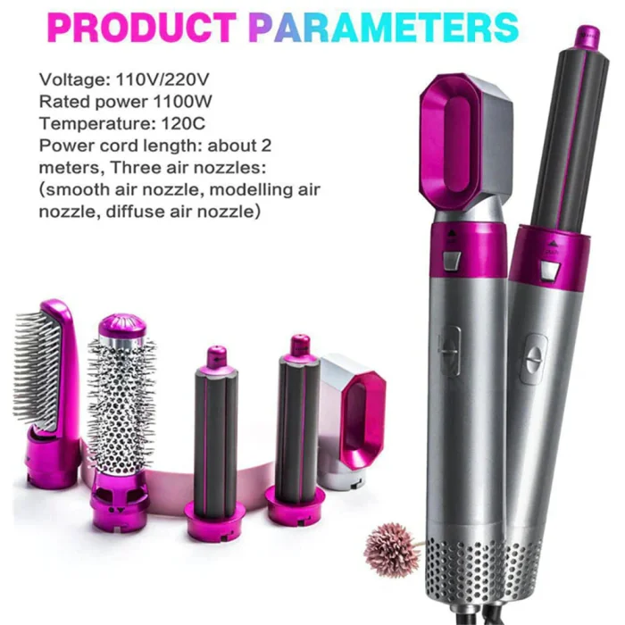 5 in 1 Hair Dryer Hot Air Brush & Multi-Styler Kit