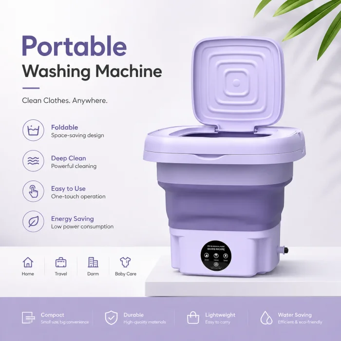 Portable Foldable Electric Washing Machine Bucket Design