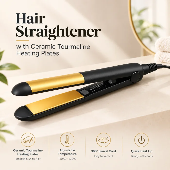 Professional Hair Straightener with Ceramic Tourmaline Heating Plates