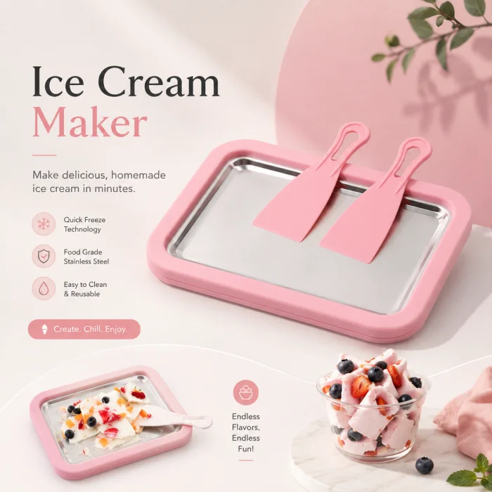DIY Rolled Ice Cream Maker Pan Set