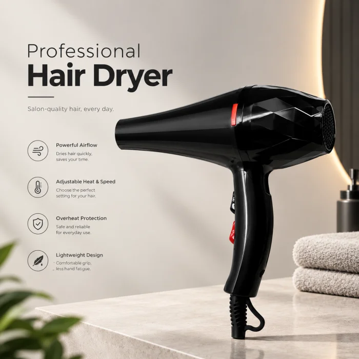 Professional 3500W Hair Dryer  Hot & Cold 2 in 1