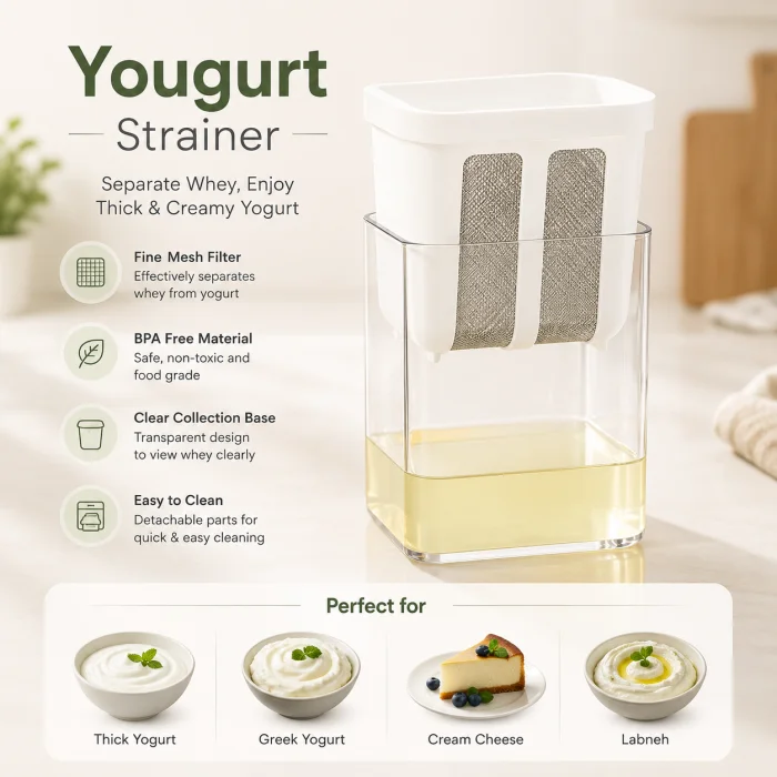 1100ml Multi-Purpose Greek Yogurt Strainer  – Fine Mesh Food Container