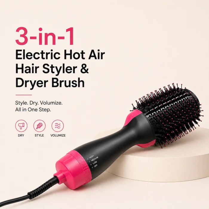 3-in-1 Electric Hot Air Hair Styler & Dryer Brush