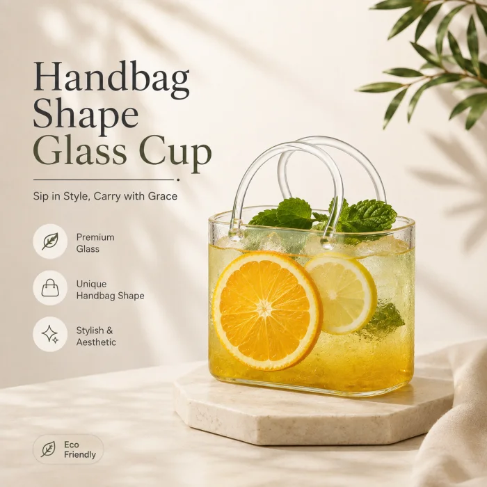 650ml  Handbag Shape Glass Cup & Vase Set