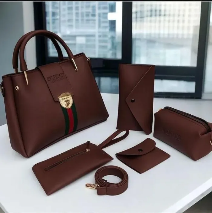 Women's leather handbag 5Pcs set